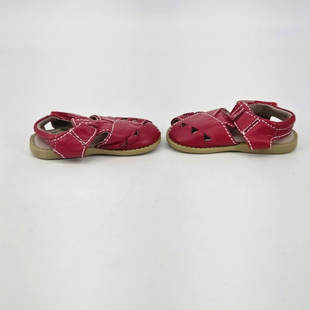 Livie & Luca Red Leather Triangle Cutout Closed Toe Fisherman Sandals Toddler 4